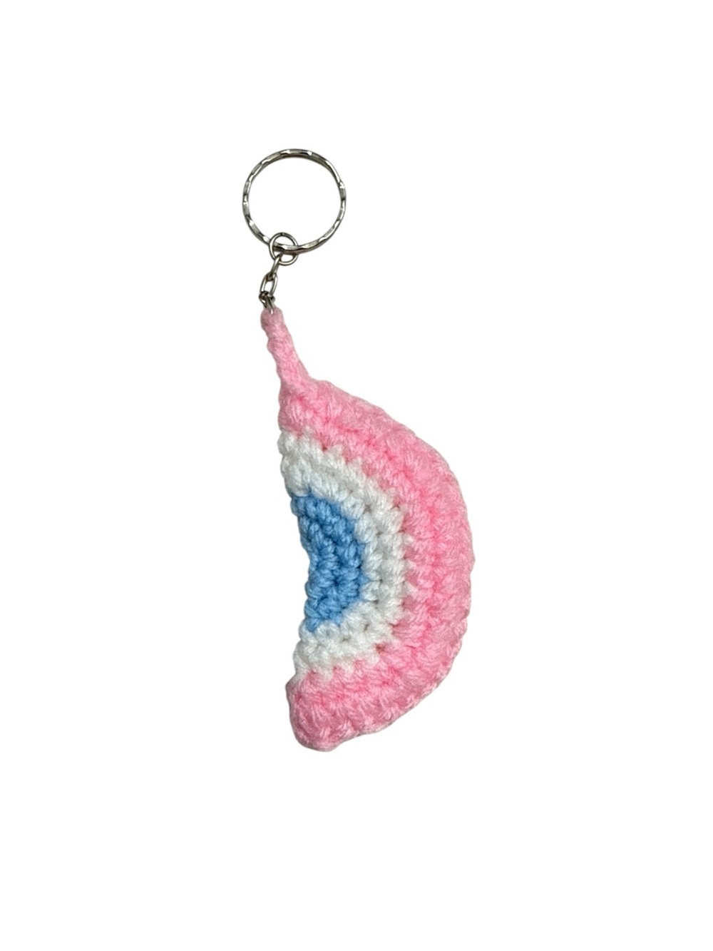 Handmade by Mom Crochet Rainbow Keychain - Honoring Transgender 🏳️‍⚧️